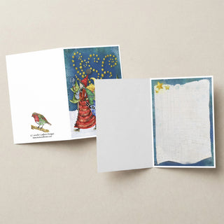 Santa Of Dreams Greeting Card - Christmas Trees & Stars Art