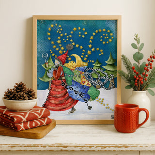 Santa Of Dreams Art Print - Christmas Trees & Stars