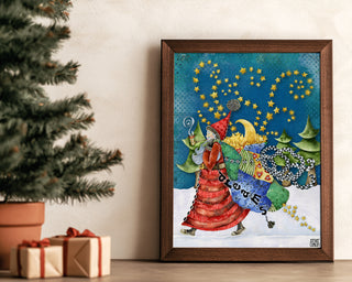 Santa Of Dreams Art Print - Christmas Trees & Stars
