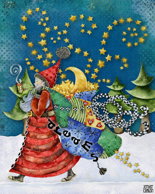 Santa Of Dreams Art Print - Christmas Trees & Stars