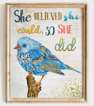 She Believed Bird Art Print