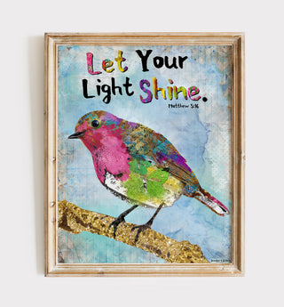 Pink Shine Bird Art Print - Boho Butterfly - Inspirational Quote