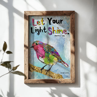 Pink Shine Bird Art Print - Boho Butterfly - Inspirational Quote