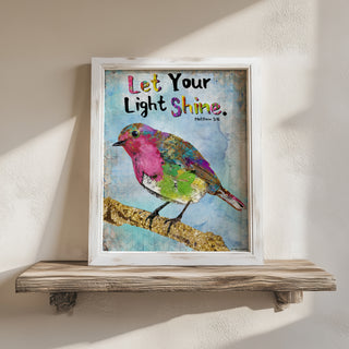 Pink Shine Bird Art Print - Boho Butterfly - Inspirational Quote