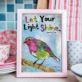 Pink Shine Bird Art Print - Boho Butterfly - Inspirational Quote