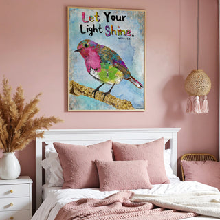 Pink Shine Bird Art Print - Boho Butterfly - Inspirational Quote