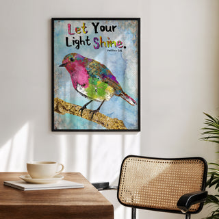 Pink Shine Bird Art Print - Boho Butterfly - Inspirational Quote
