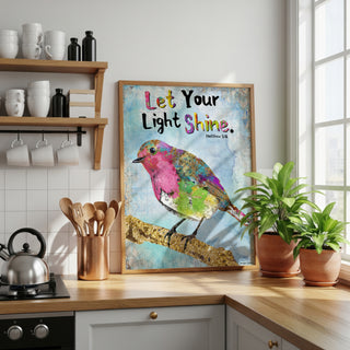 Pink Shine Bird Art Print - Boho Butterfly - Inspirational Quote