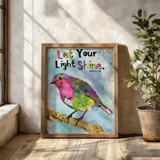 Pink Shine Bird Art Print - Boho Butterfly - Inspirational Quote