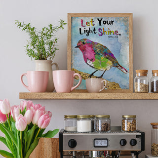 Pink Shine Bird Art Print - Boho Butterfly - Inspirational Quote