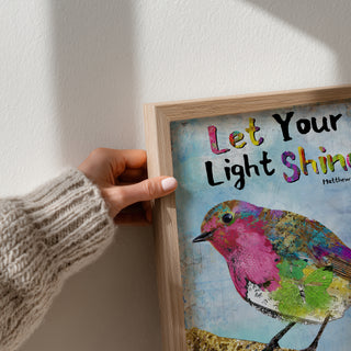 Pink Shine Bird Art Print - Boho Butterfly - Inspirational Quote
