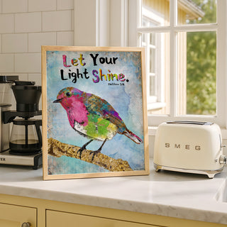 Pink Shine Bird Art Print - Boho Butterfly - Inspirational Quote