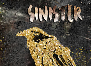 Sinister Raven Art Print - Black & Gold Halloween Crow