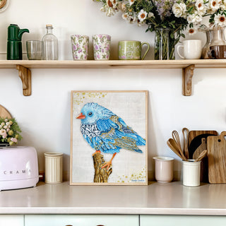 Serene Sophia Blue Bird Art Print