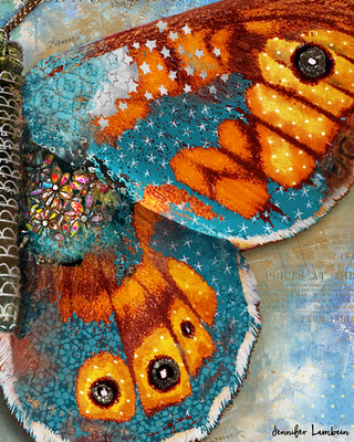 Starry Wildflowers Butterfly Wing Art Print - Boho Cottage Coastal