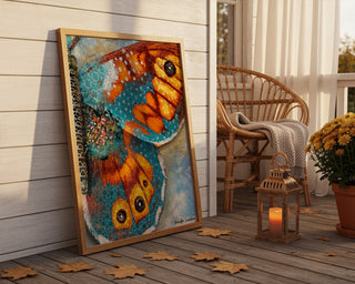 Starry Wildflowers Butterfly Wing Art Print - Boho Cottage Coastal