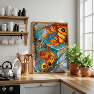 Starry Wildflowers Butterfly Wing Art Print - Boho Cottage Coastal