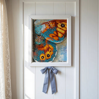 Starry Wildflowers Butterfly Wing Art Print - Boho Cottage Coastal