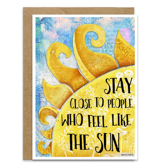 Card with sun design and motivational quote on a white background