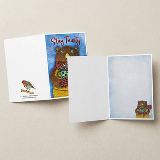 Stay Toasty Greeting Card - Winter Bear Art
