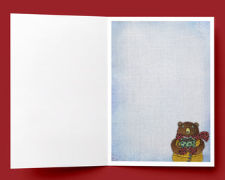 Stay Toasty Greeting Card - Winter Bear Art