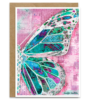 Strawberry Mint Butterfly Wing Greeting Card - Art Notecard