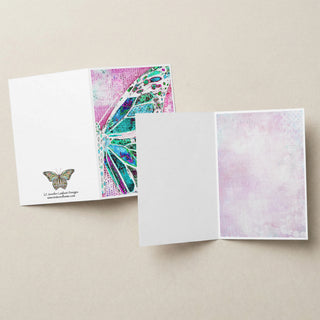 Strawberry Mint Butterfly Wing Greeting Card - Art Notecard