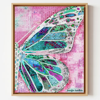 Strawberry Mint Butterfly Wing Art Print - Bright Whimsical Pink