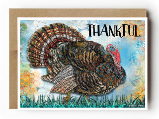 Thankful Turkey Greeting Card - Thanksgiving Blank Art Notecard