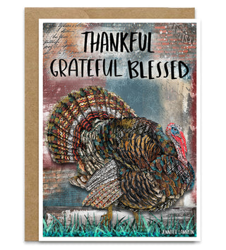 Thankful Turkey Greeting Card - Thanksgiving Blank Art Notecard