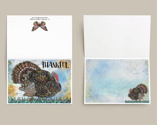 Thankful Turkey Greeting Card - Thanksgiving Blank Art Notecard