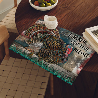 Thankful Grateful Blessed Turkey Art Print - Thanksgiving Nature