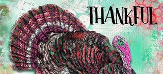 Thankful Turkey Art Print - Pink Thanksgiving Nature Decor