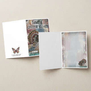 Thankful Turkey Greeting Card - Thanksgiving Blank Art Notecard