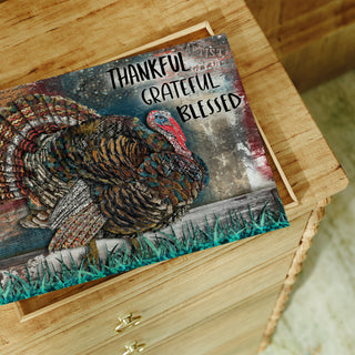 Thankful Grateful Blessed Turkey Art Print - Thanksgiving Nature