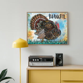 Thankful Turkey Art Print - Whimsical Thanksgiving Nature Decor