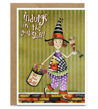 Good Stuff Witch Greeting Card - Cute Halloween Spider