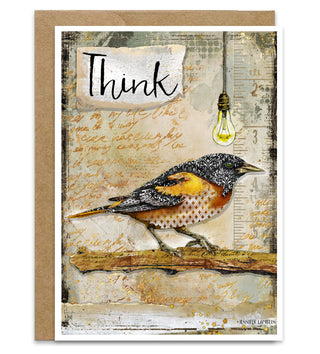 Think Bird Greeting Card - Inspirational Art Notecard