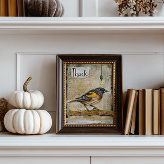 Think Bird Art Print - Industrial Boho Cottage