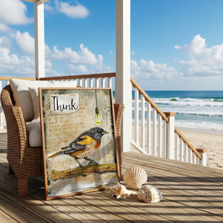 Think Bird Art Print - Industrial Boho Cottage