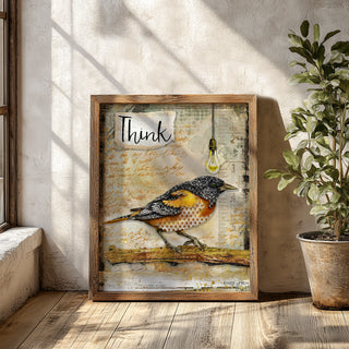 Think Bird Art Print - Industrial Boho Cottage
