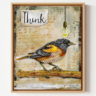 Think Bird Art Print - Industrial Boho Cottage