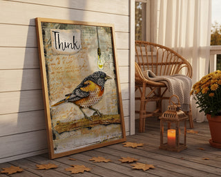 Think Bird Art Print - Industrial Boho Cottage
