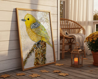 Yellow Starlight Tilly Bird Art Print - Watercolor Woodland Nature