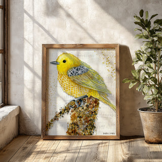 Yellow Starlight Tilly Bird Art Print - Watercolor Woodland Nature