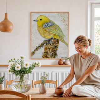 Yellow Starlight Tilly Bird Art Print - Watercolor Woodland Nature