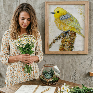 Yellow Starlight Tilly Bird Art Print - Watercolor Woodland Nature