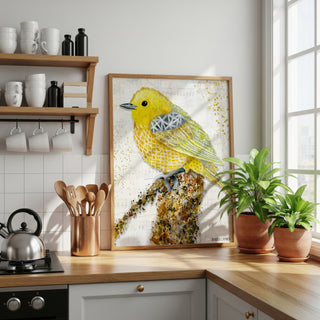 Yellow Starlight Tilly Bird Art Print - Watercolor Woodland Nature