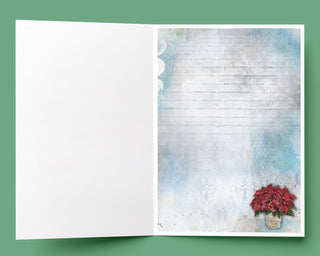 Christmas Poinsettia Greeting Card - Peace Joy Hope & Love Art