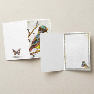 Twilight Coffee Bird Greeting Card - Tea Cup Stars Art